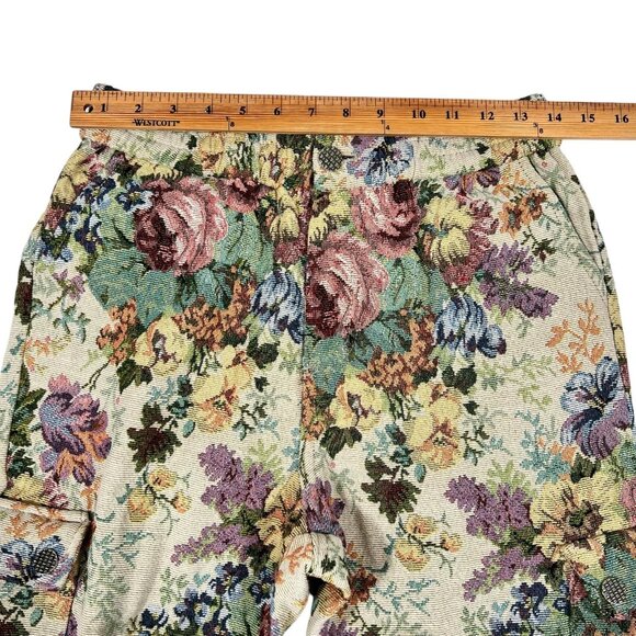 Vintage Guapi Floral Tapestry Mid Rise Frayed Edge Cargo Trouser Pants Size 30 - Picture 12 of 16